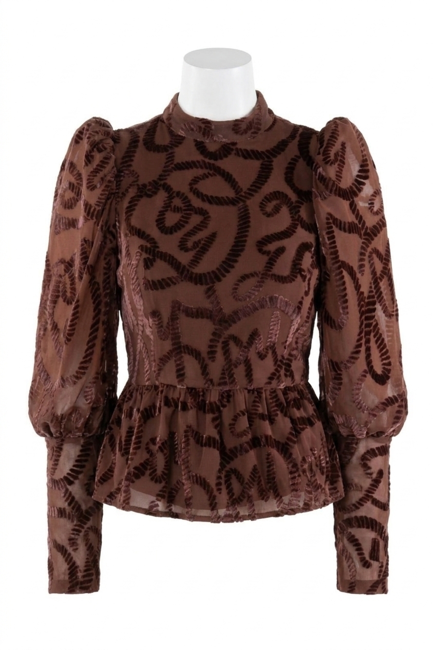 NEW EMILY MCCARTHY women's velvet burnout top in rope